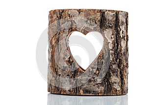 Heart cut in hollow tree trunk