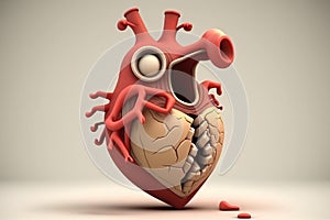 Heart. Cute cartoon healthy human anatomy internal organ character set with brain lung intestine heart kidney liver and