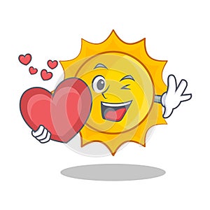 With heart cute sun character cartoon
