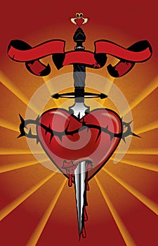 heart with dagger illustration