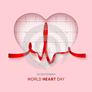 Heart day vector illustration with ribbon