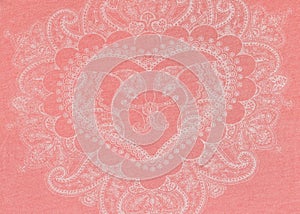Heart delicately drawn in white on a pink background.