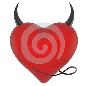 Heart of a demon with horns and a tail