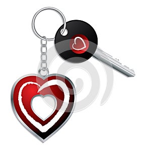 Heart design key with keychain and keyholder photo