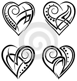 Heart design tattoo set