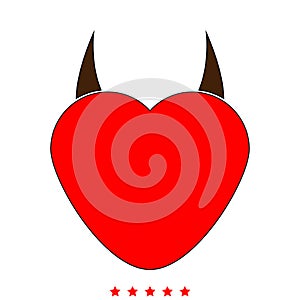 Heart with devil horn icon . Different color .