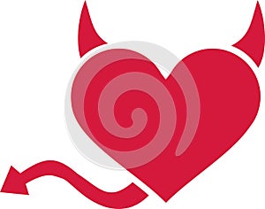 Heart with devil horns and tail