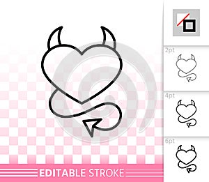 Heart devil love simple black line vector icon