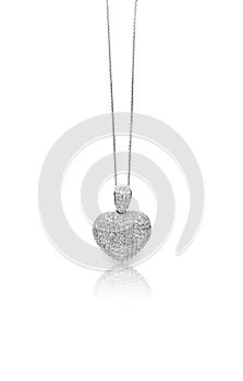 Heart diamond pave charm necklace