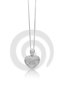 Heart diamond pave charm necklace photo