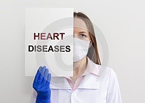 Heart disease concept, inscription about cardiovascular illness