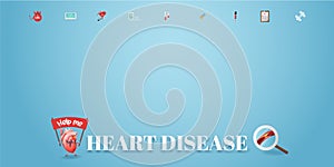 Heart disease. Heart awareness concept. Atherosclerosis stages.