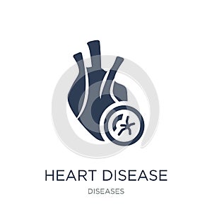 Heart disease icon. Trendy flat vector Heart disease icon on white background from Diseases collection