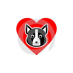 Heart with dog icon isolated on white background