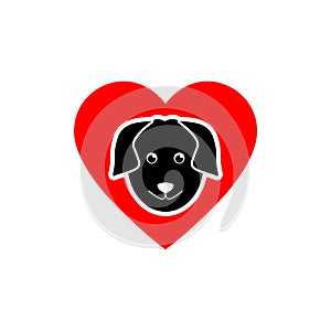 Heart with dog icon isolated on white background