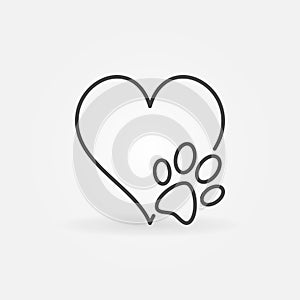 Heart with dog paw vector icon