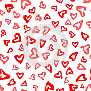 Heart doodles seamless pattern. Love illustration hearts hand drawn background. Vector