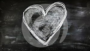 A heart drawn on a blackboard with chalk