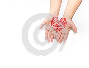 Heart drawn in female hands