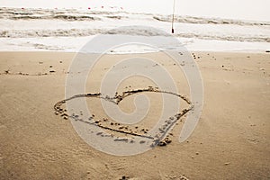 Heart drawn on the sand