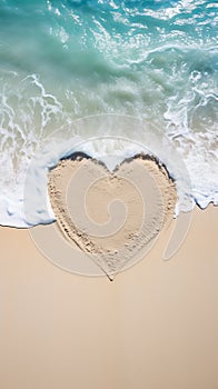 A heart drawn in the sand on a beach