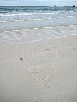 Heart Drawn on Sand in Florida