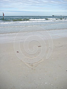 Heart Drawn on Sand in Florida