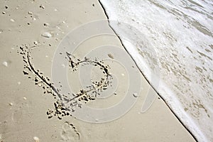 Heart Drawn in Sand by Ocean