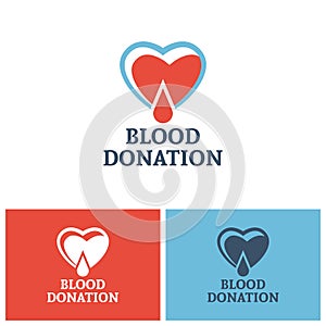 Heart and drop blood logo concept donor foundation