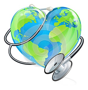 Heart Earth World Globe Stethoscope Health Concept