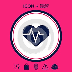 Heart with ECG wave - cardiogram symbol. Medical icon