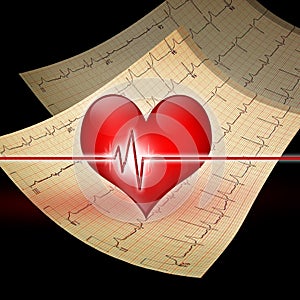 Heart with ekg photo