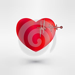 Heart with EKG signal. Valentine's Day. Vector