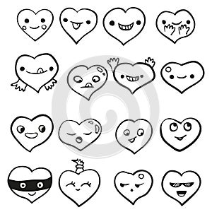 Heart emotions set. Vector background