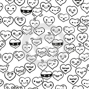 Heart emotions set. Vector background