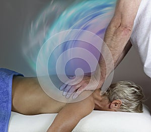 Heart energy transfer healing back massage