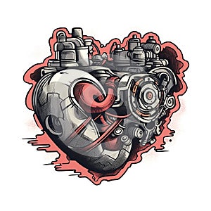 heart engine on white backgrond