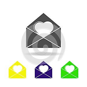 heart in an envelope multicolored icons. Element of mothers day icon. Signs and symbols collection icon for websites, web design,