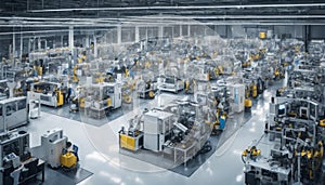 The heart of the factory floor, rows of advanced machinery