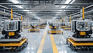 The heart of the factory floor, rows of advanced machinery