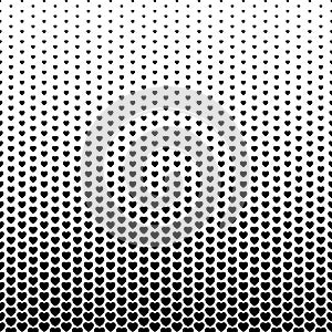 Heart fade pattern. Faded halftone black dots isolated on white background. Degraded fades dote design print