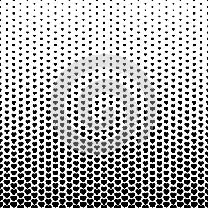 Heart fade pattern. Faded halftone black dots isolated on white background. Degraded fades dote design print photo