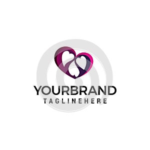 Heart family logo design concept template