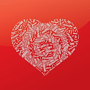 Heart from famous woman's names. Valentines day. ()