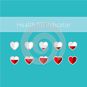 Heart fill indicator scale with 10 animation frames