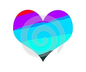 Heart filled with Colorful waves on isolated white background.