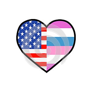 Heart filled with the United States of America flag and the Intersex pride flag. LGBTQIA culture flags