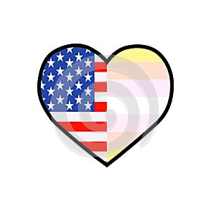 Heart filled with the United States of America flag and the Pangender pride flag