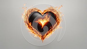 heart in fire A flamy logo heart with a realistic effect, showing the power and energy of fire