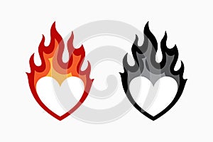 Heart on fire flat illustration